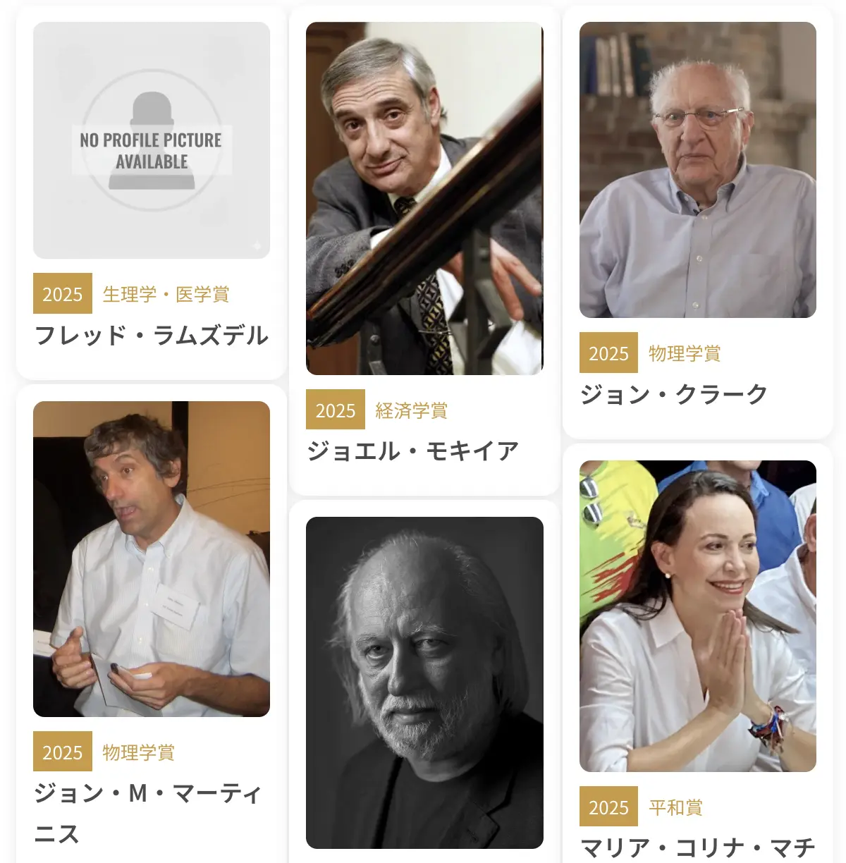 ノーベル賞受賞者一覧